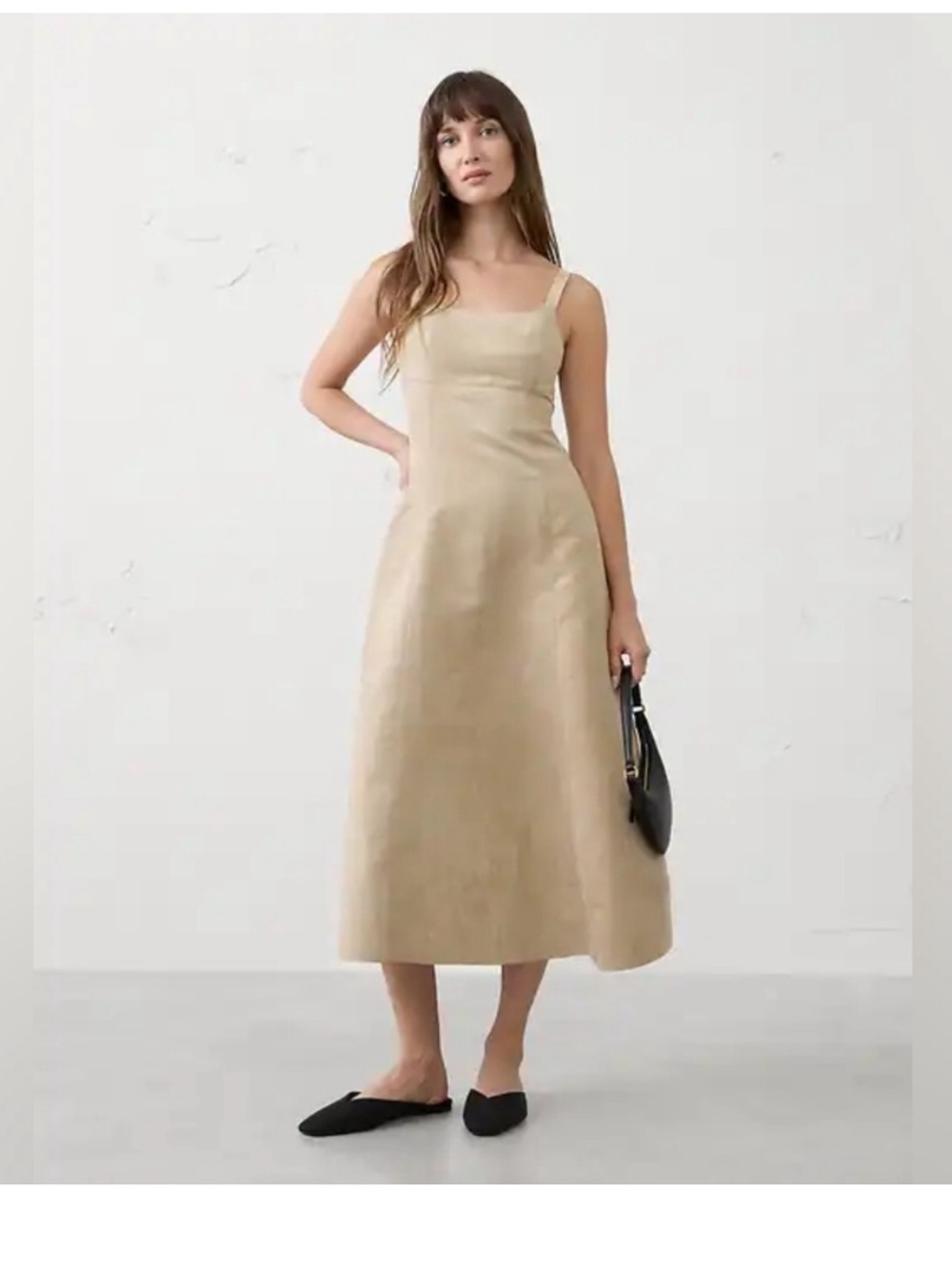 NWT Banana Republic Factory Beige Vegan Suede Midi Dress